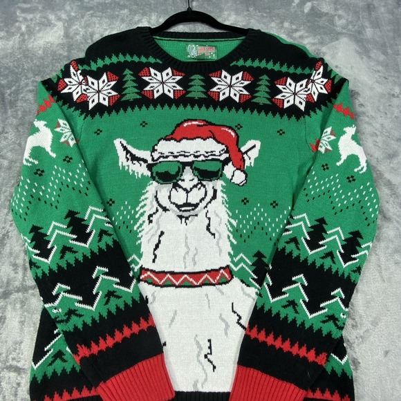 Ugly Christmas Sweater Other - Ugly Christmas Sweater Mens Large Alpaca Llama Blizzard Xmas All Over Print AOP